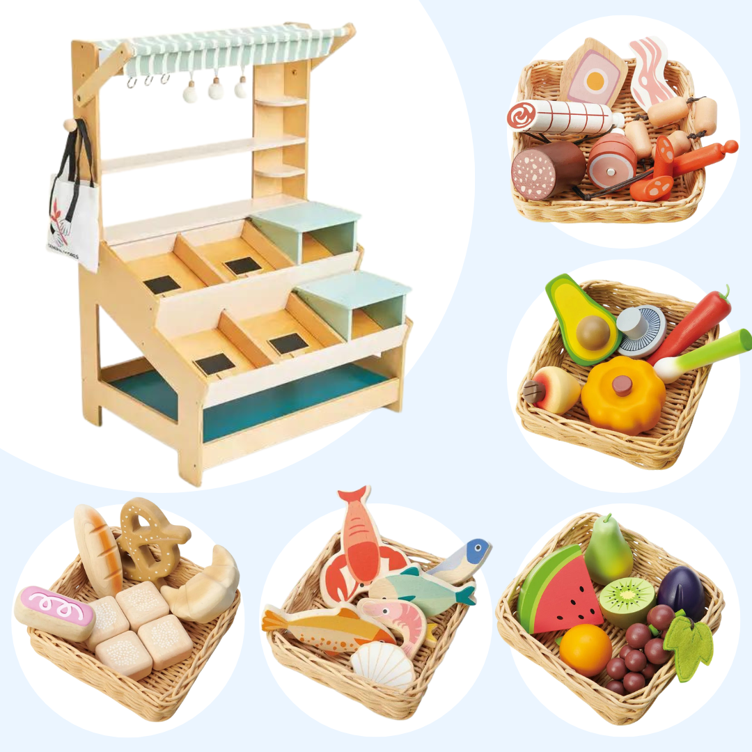 Wooden Bread Basket Play Food