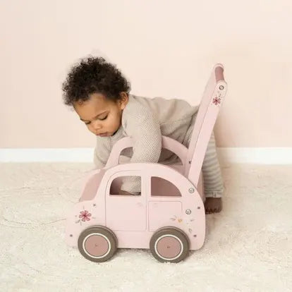 Wooden Baby Walker Car Pink