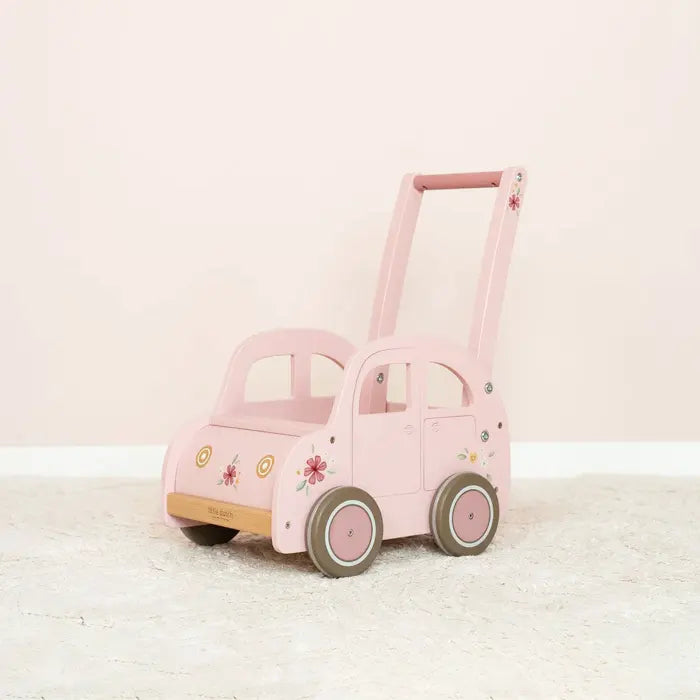 Wooden Baby Walker Car Pink