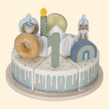 Wooden Birthday Cake Play Food 26 piece - Blue