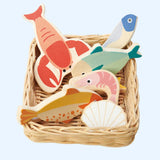 Wooden Seafood Play Food Basket