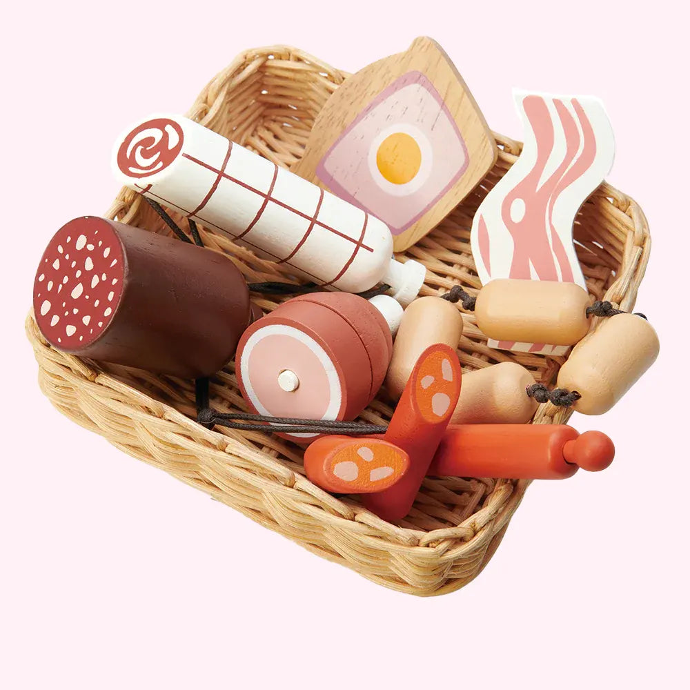 Wooden Charcuterie Meat Play Food Basket