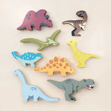 8 Wooden Dinosaurs & Shelf