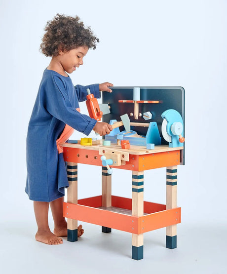 Kids Pretend Wooden Tool Bench - Zidar Kid