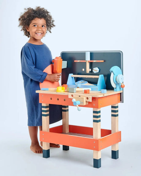 Kids Pretend Wooden Tool Bench - Zidar Kid